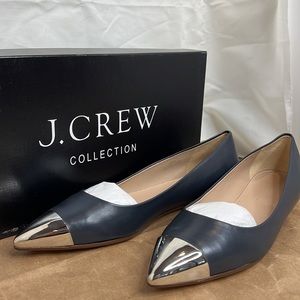 J.crew 8 Vic Metal Cap Toe Flats New